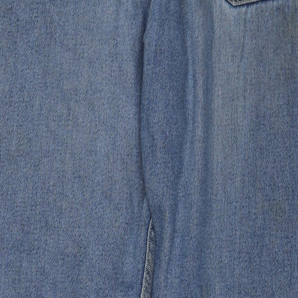 F&F Mens Blue Cotton Straight Jeans Size 34 in L32 in Regular Zip