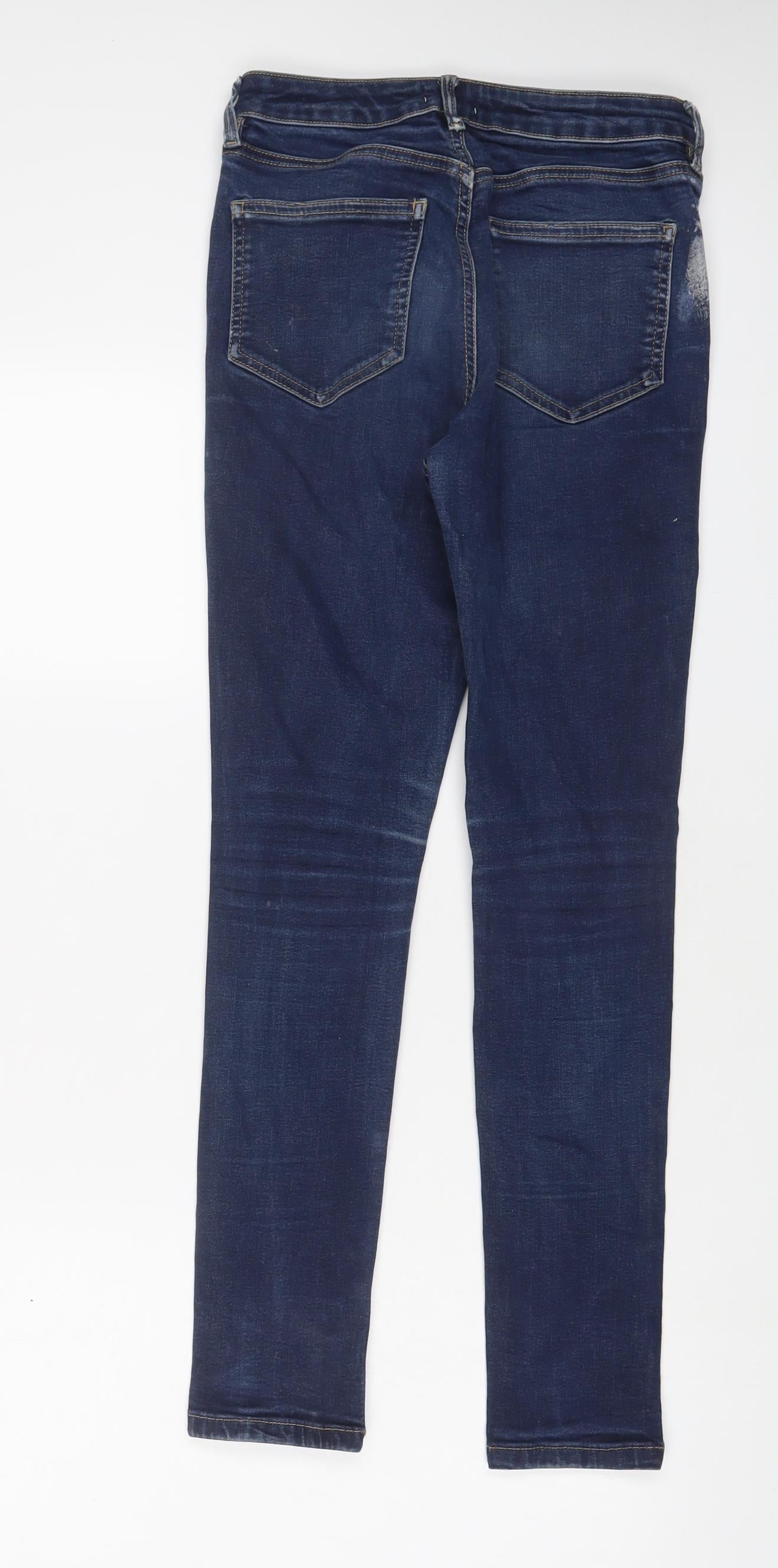 Womens UK Size 8 Warehouse Regular Fit Skinny Blue Jeans