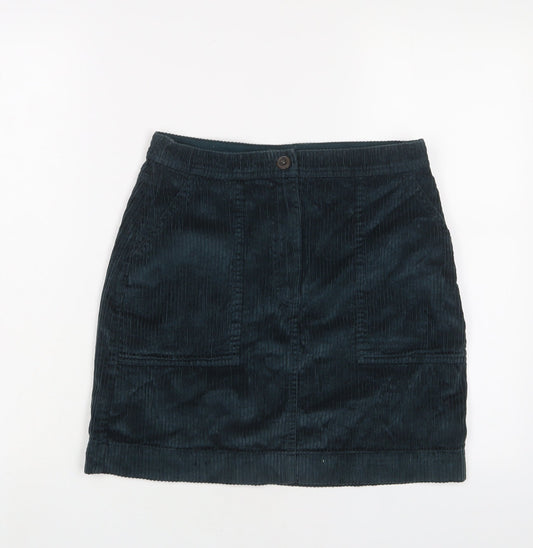 Gap Womens Green Cotton A-Line Skirt Size S Zip