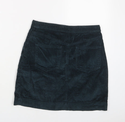 Gap Womens Green Cotton A-Line Skirt Size S Zip