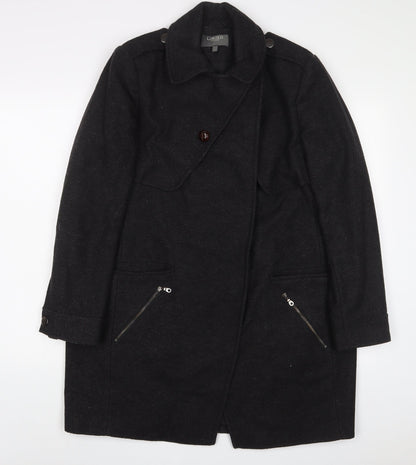 Limited Collection Womens Grey Overcoat Coat Size 14 Button - Zip Pockets
