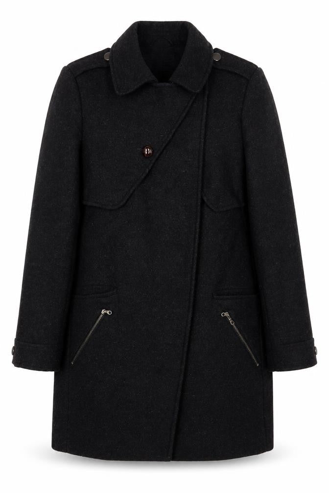 Limited Collection Womens Grey Overcoat Coat Size 14 Button - Zip Pockets