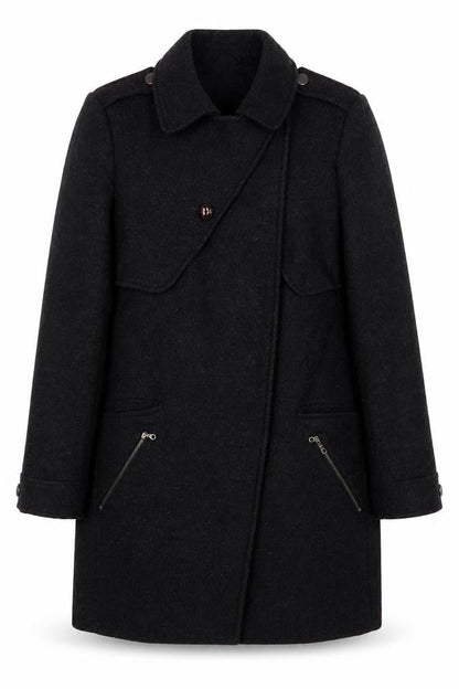 Limited Collection Womens Grey Overcoat Coat Size 14 Button - Zip Pockets