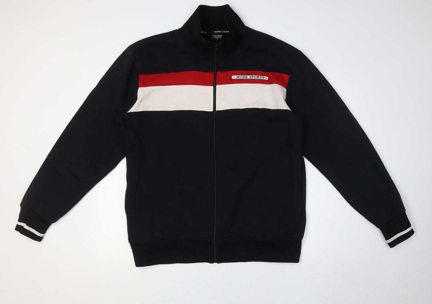 Murk Sports Mens Black Cotton Full Zip Sweatshirt Size XL