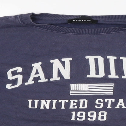 New Look Womens Blue Cotton Pullover Sweatshirt Size S - San Diego