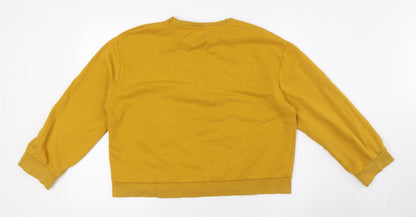 Zara Womens Yellow Cotton Pullover Sweatshirt Size L