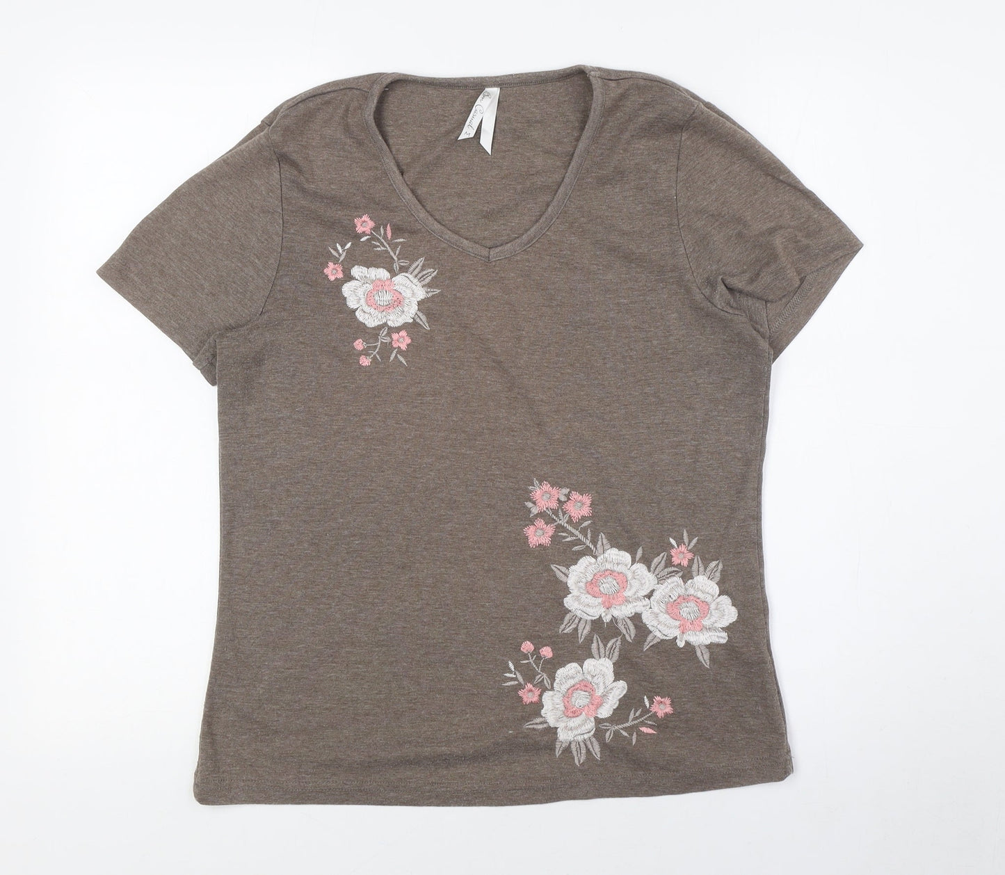 Womens UK Size M BM Beige Basic T-Shirt
