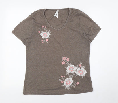 Womens UK Size M BM Beige Basic T-Shirt