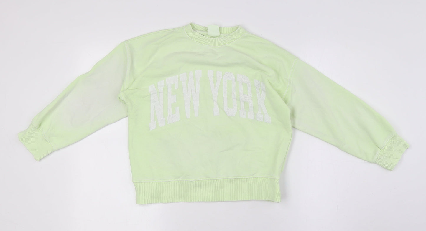 Zara Girls Green Cotton Pullover Sweatshirt Size 6 Years - NewYork