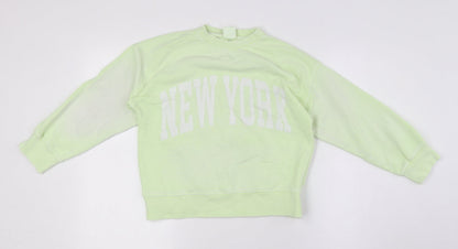 Zara Girls Green Cotton Pullover Sweatshirt Size 6 Years - NewYork