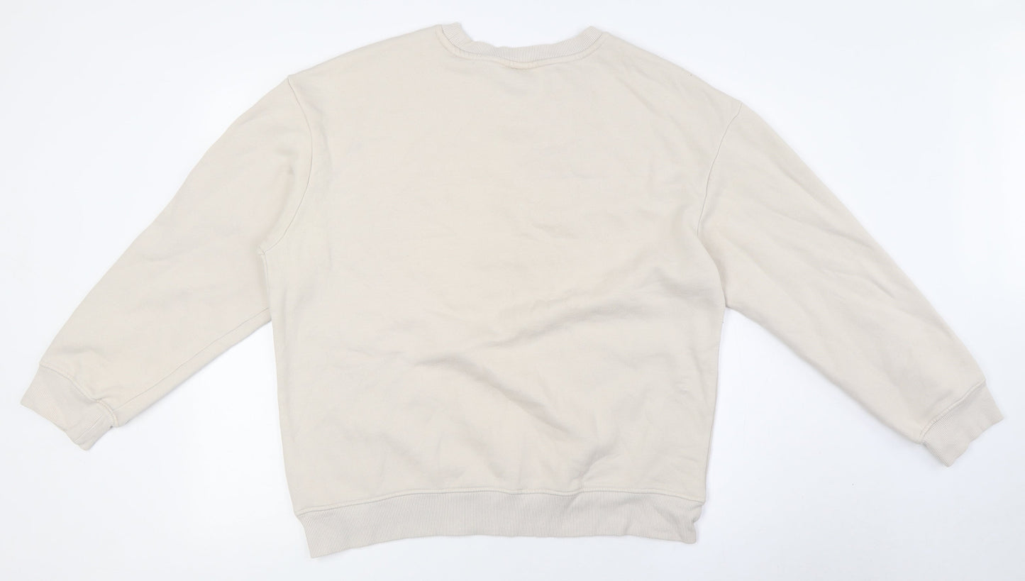 H&M Womens Beige Cotton Pullover Sweatshirt Size M