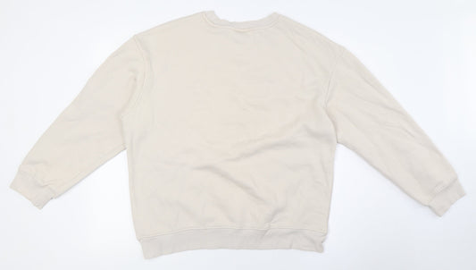 H&M Womens Beige Cotton Pullover Sweatshirt Size M