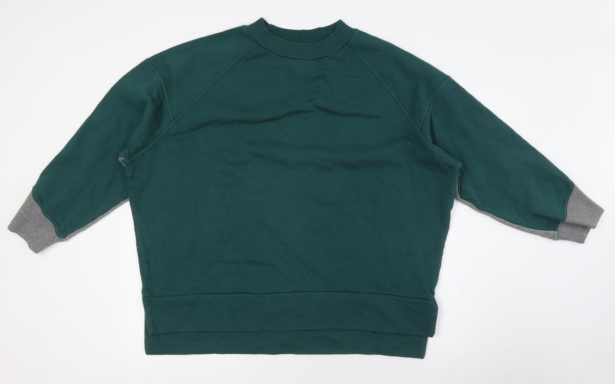 Additional front view of KIN women’s green cotton pullover sweatshirt, size M