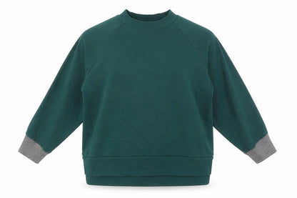 Front view of KIN women’s green cotton pullover sweatshirt, size M