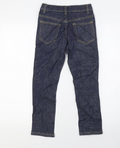 Marks and Spencer Girls Blue Cotton Straight Jeans Size 5-6 Years L22 in Regular Zip