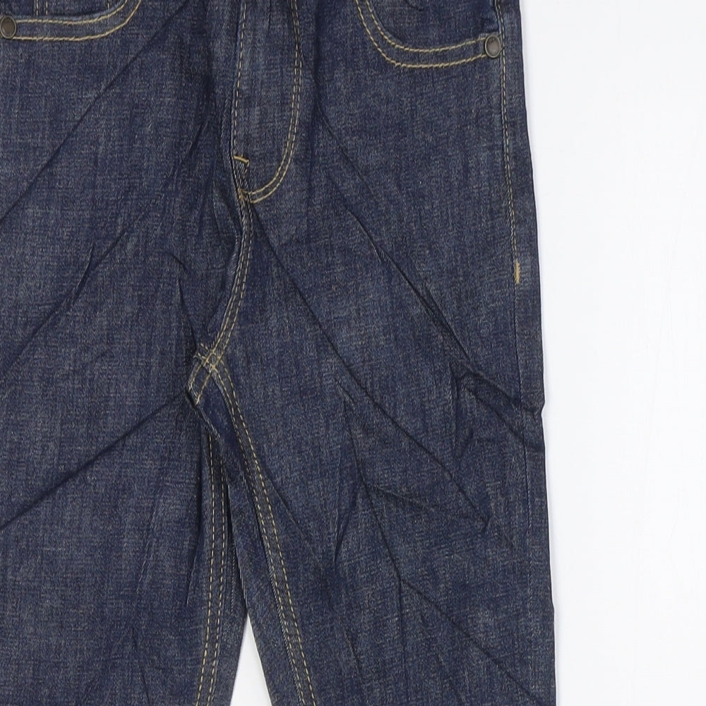 Marks and Spencer Girls Blue Cotton Straight Jeans Size 5-6 Years L22 in Regular Zip