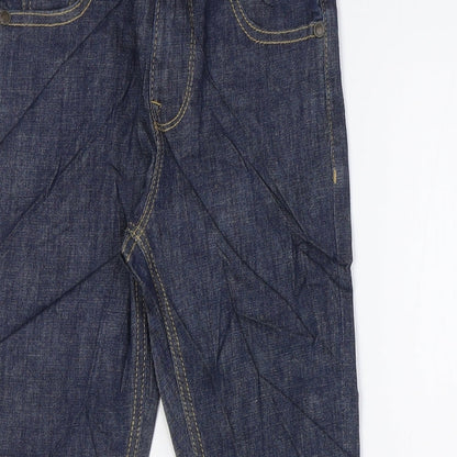 Marks and Spencer Girls Blue Cotton Straight Jeans Size 5-6 Years L22 in Regular Zip