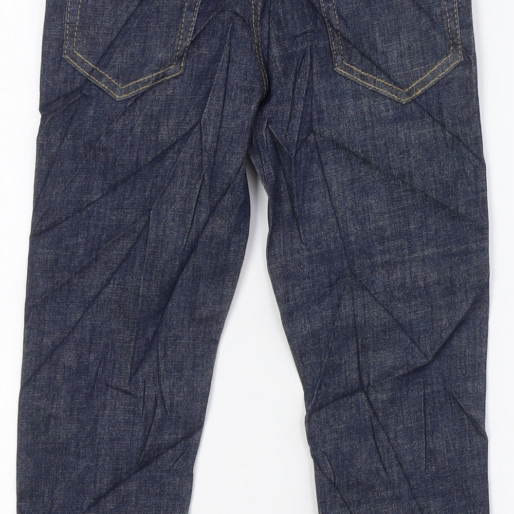 Marks and Spencer Girls Blue Cotton Straight Jeans Size 5-6 Years L22 in Regular Zip