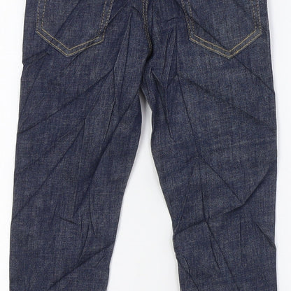 Marks and Spencer Girls Blue Cotton Straight Jeans Size 5-6 Years L22 in Regular Zip