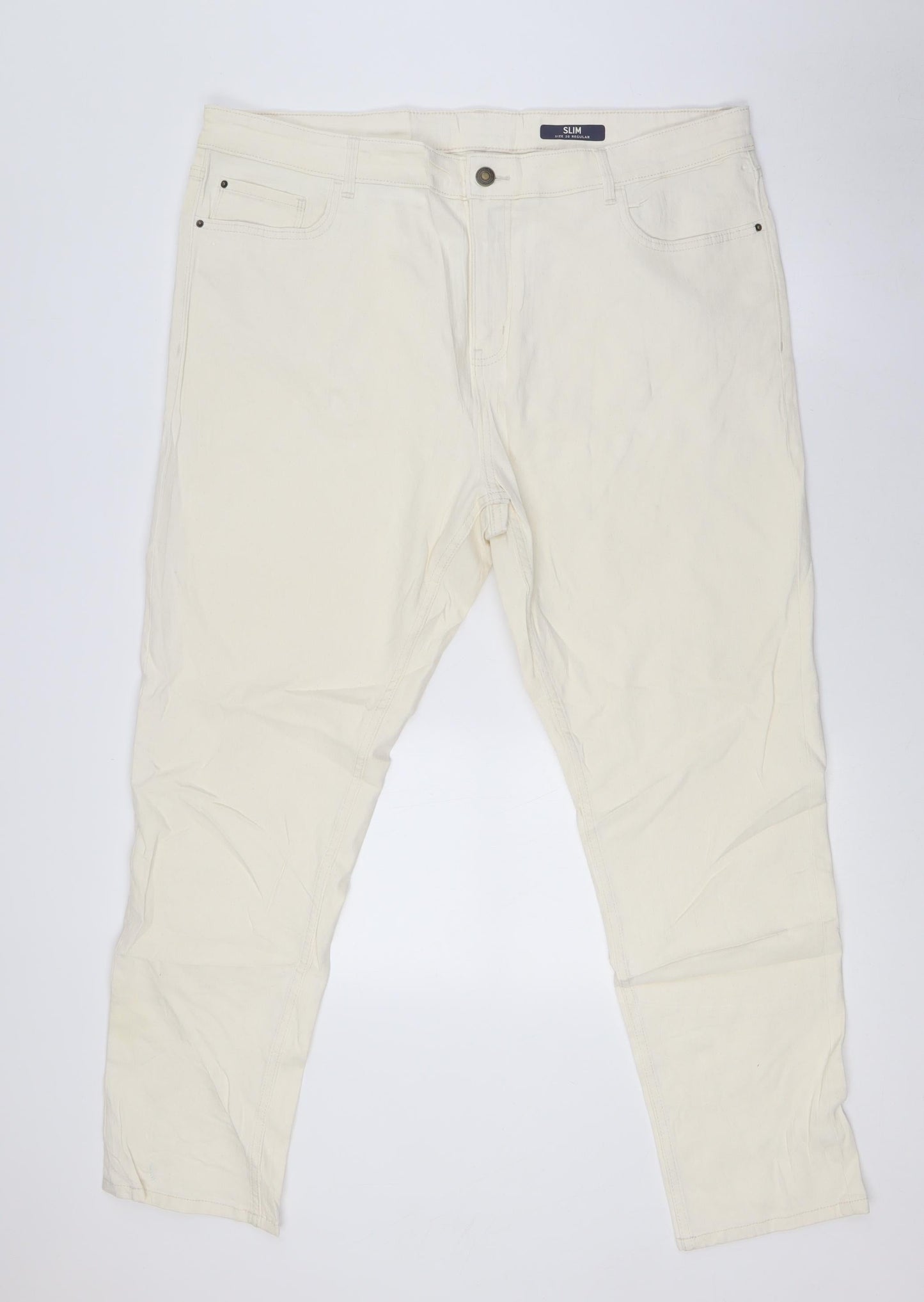 Womens UK Size 20 Marks and Spencer Slim Fit Straight Ivory Jeans