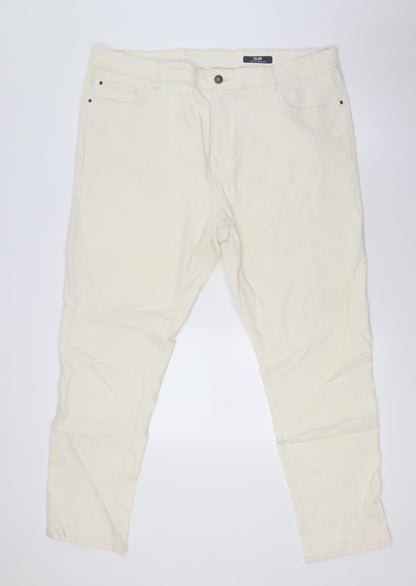 Womens UK Size 20 Marks and Spencer Slim Fit Straight Ivory Jeans
