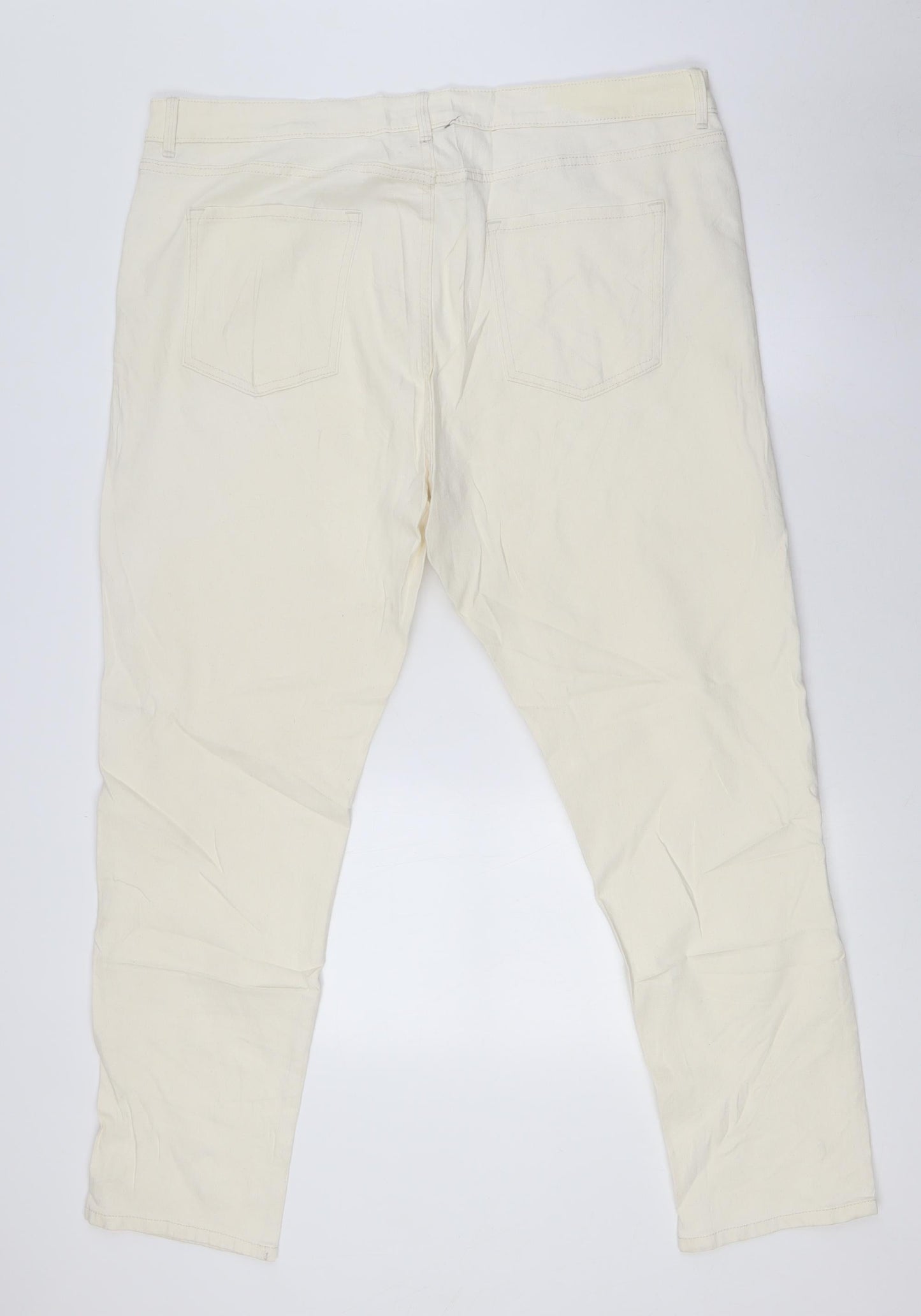 Womens UK Size 20 Marks and Spencer Slim Fit Straight Ivory Jeans
