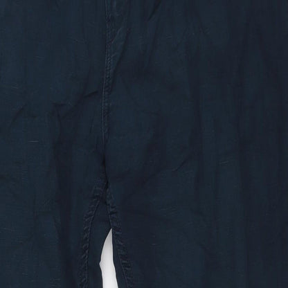 Marks and Spencer Mens Blue Cotton Straight Jeans Size 38 in L33 in Regular Zip