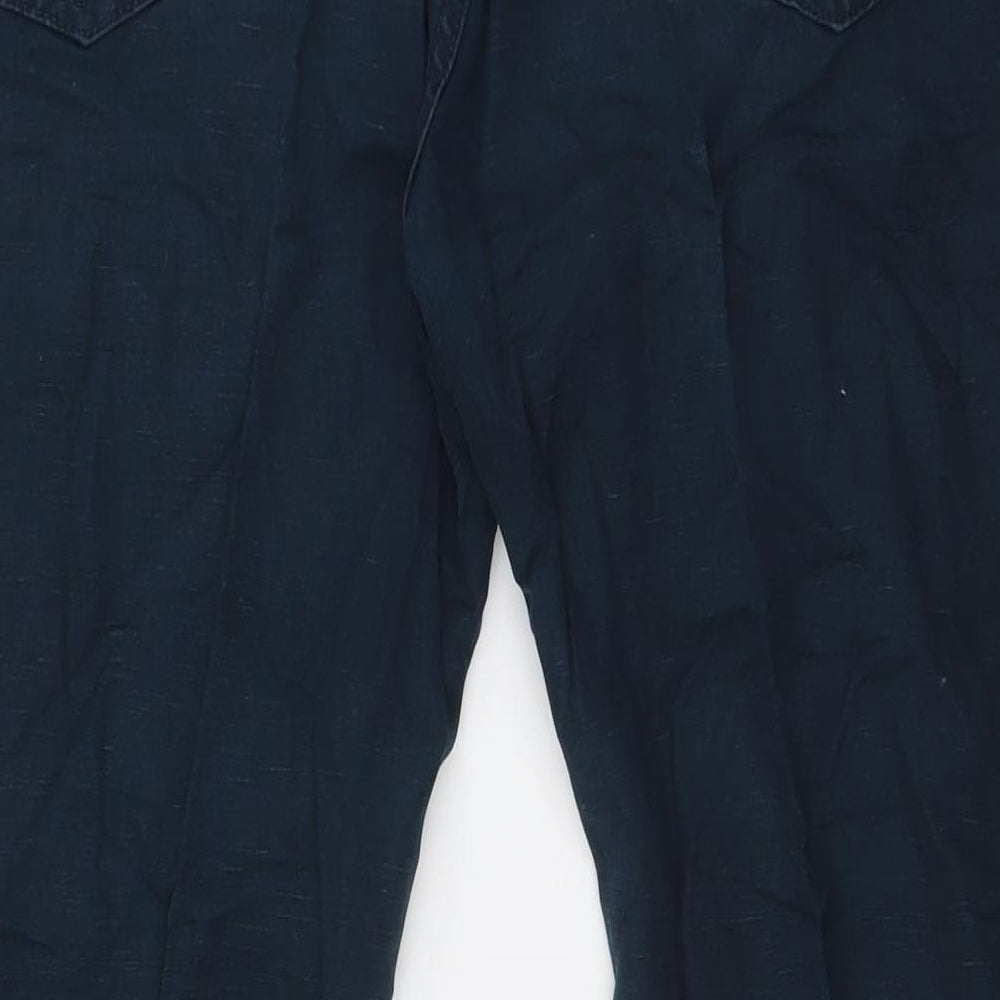 Marks and Spencer Mens Blue Cotton Straight Jeans Size 38 in L33 in Regular Zip