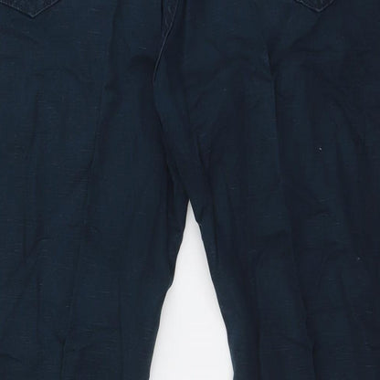 Marks and Spencer Mens Blue Cotton Straight Jeans Size 38 in L33 in Regular Zip