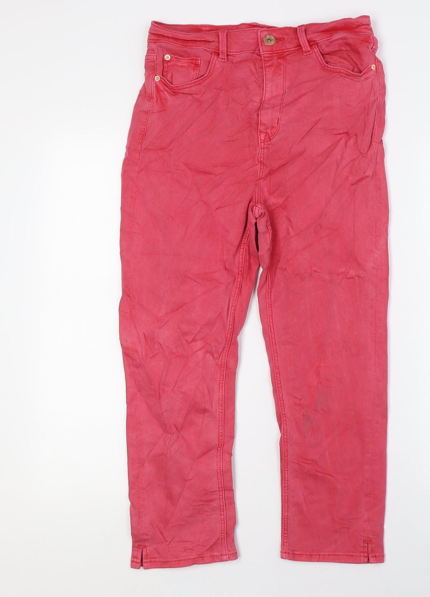 Womens UK Size 10 Marks and Spencer Regular Fit Cropped Red Jeans