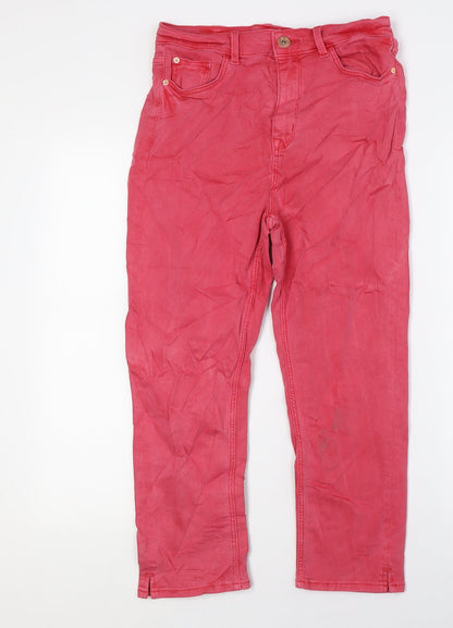 Womens UK Size 10 Marks and Spencer Regular Fit Cropped Red Jeans