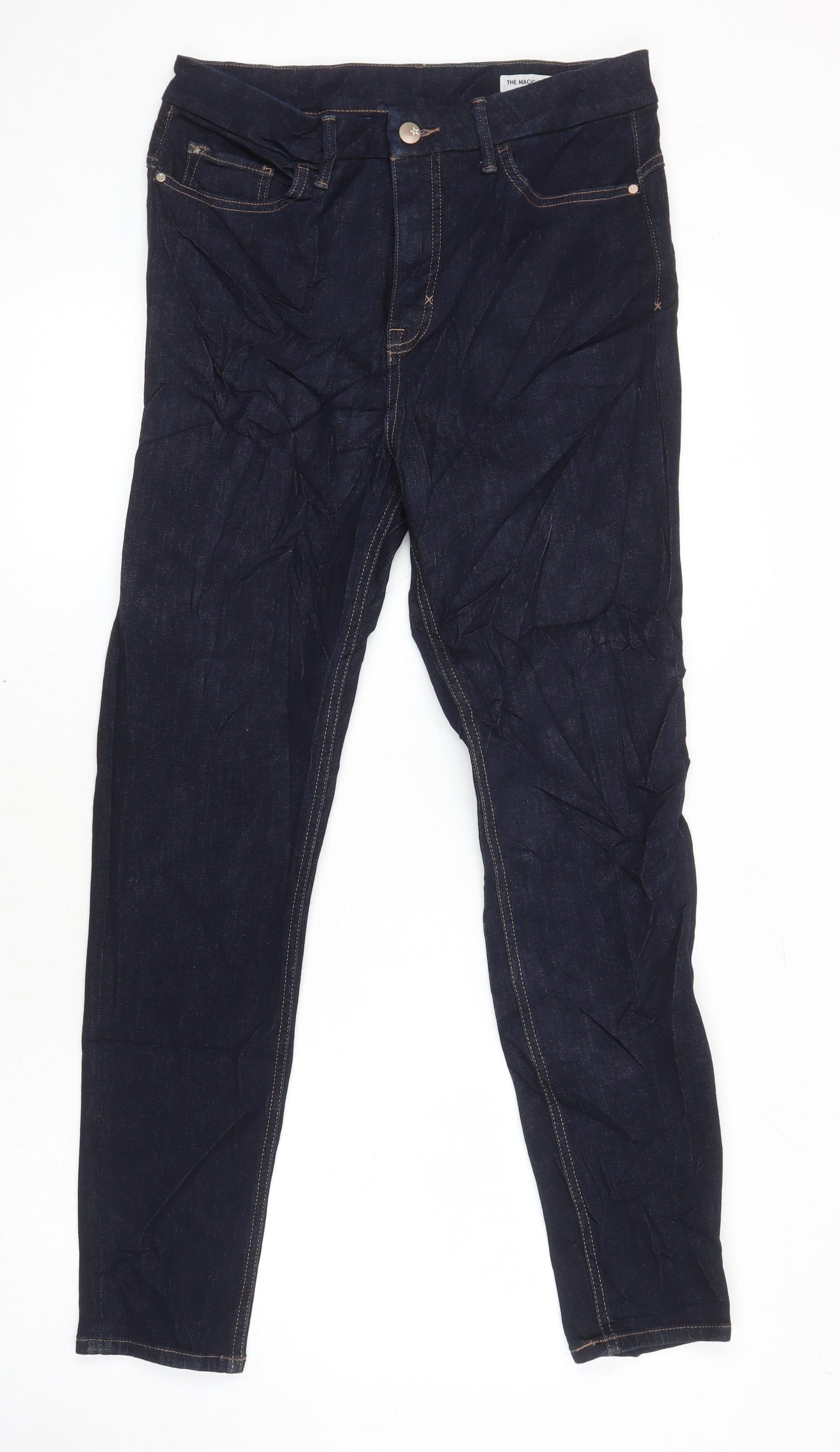 M&S Womens Blue Cotton Skinny Jeans Size 12 L28 in Regular