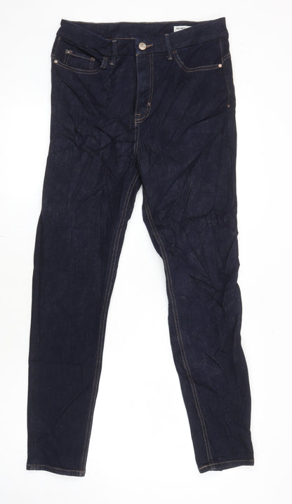 M&S Womens Blue Cotton Skinny Jeans Size 12 L28 in Regular