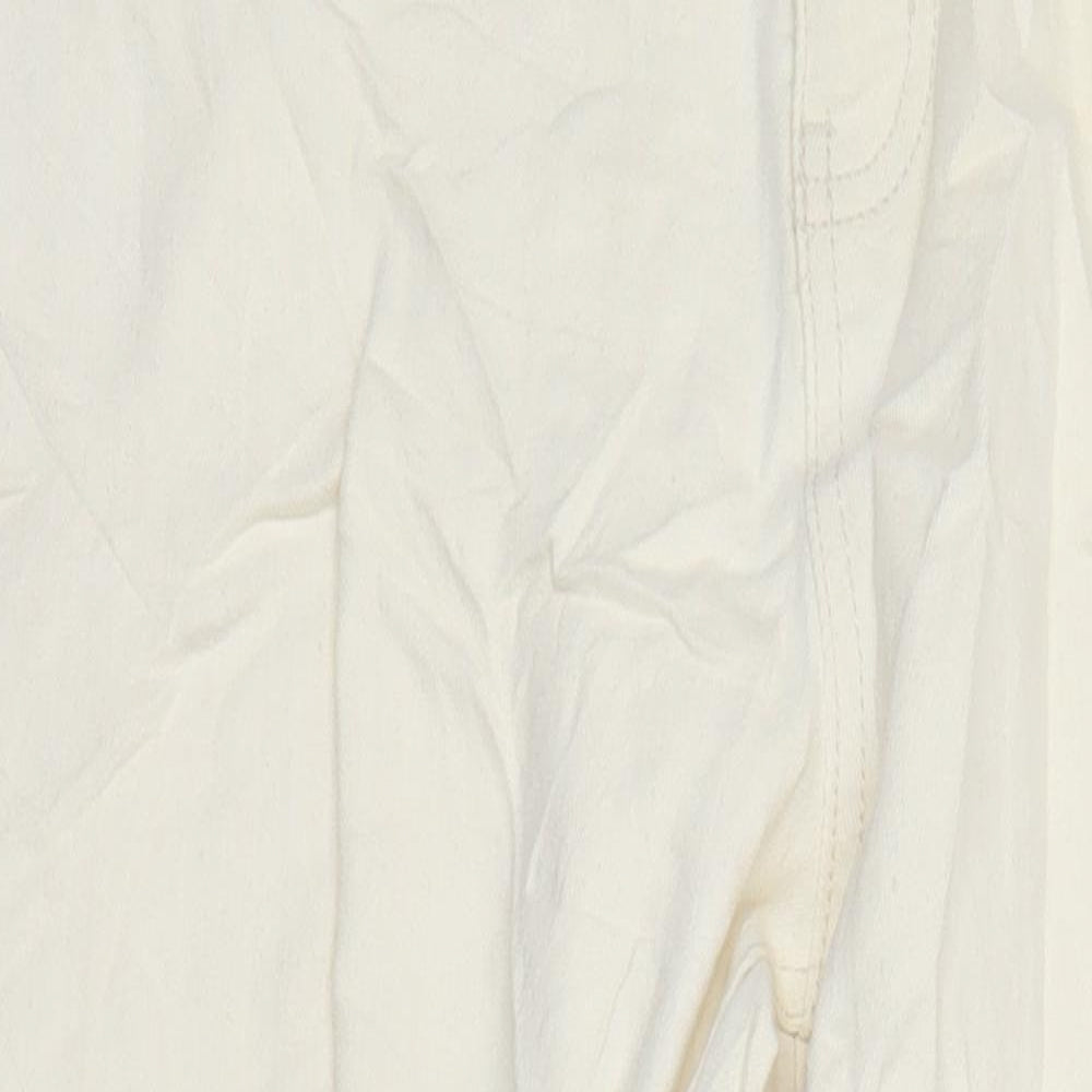 M&S Womens Ivory Cotton Straight Jeans Size 18 L27 in Regular