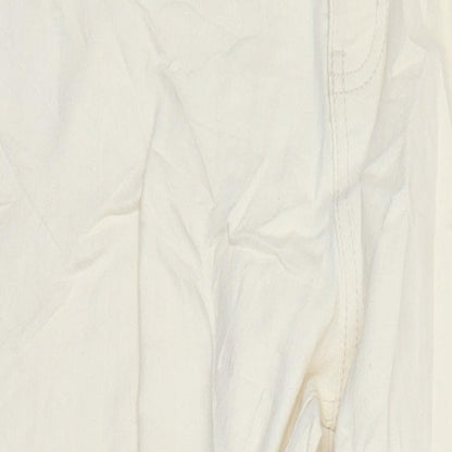 M&S Womens Ivory Cotton Straight Jeans Size 18 L27 in Regular