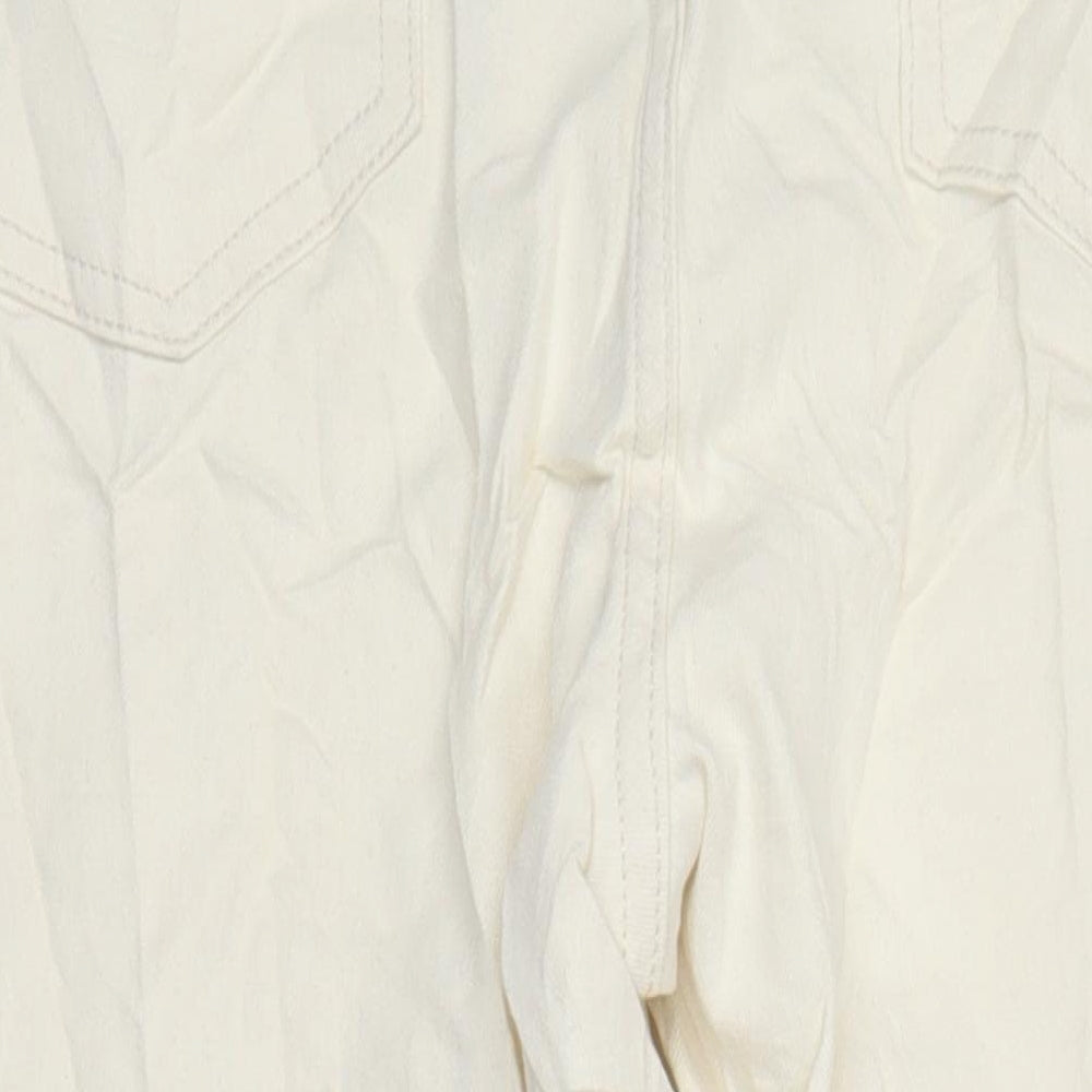 M&S Womens Ivory Cotton Straight Jeans Size 18 L27 in Regular