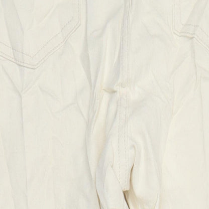 M&S Womens Ivory Cotton Straight Jeans Size 18 L27 in Regular