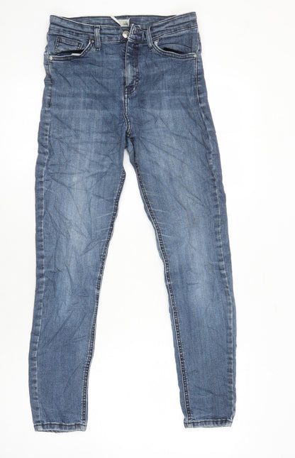Topshop Womens Blue Cotton Skinny Jeans Size 28 in L26 in Regular