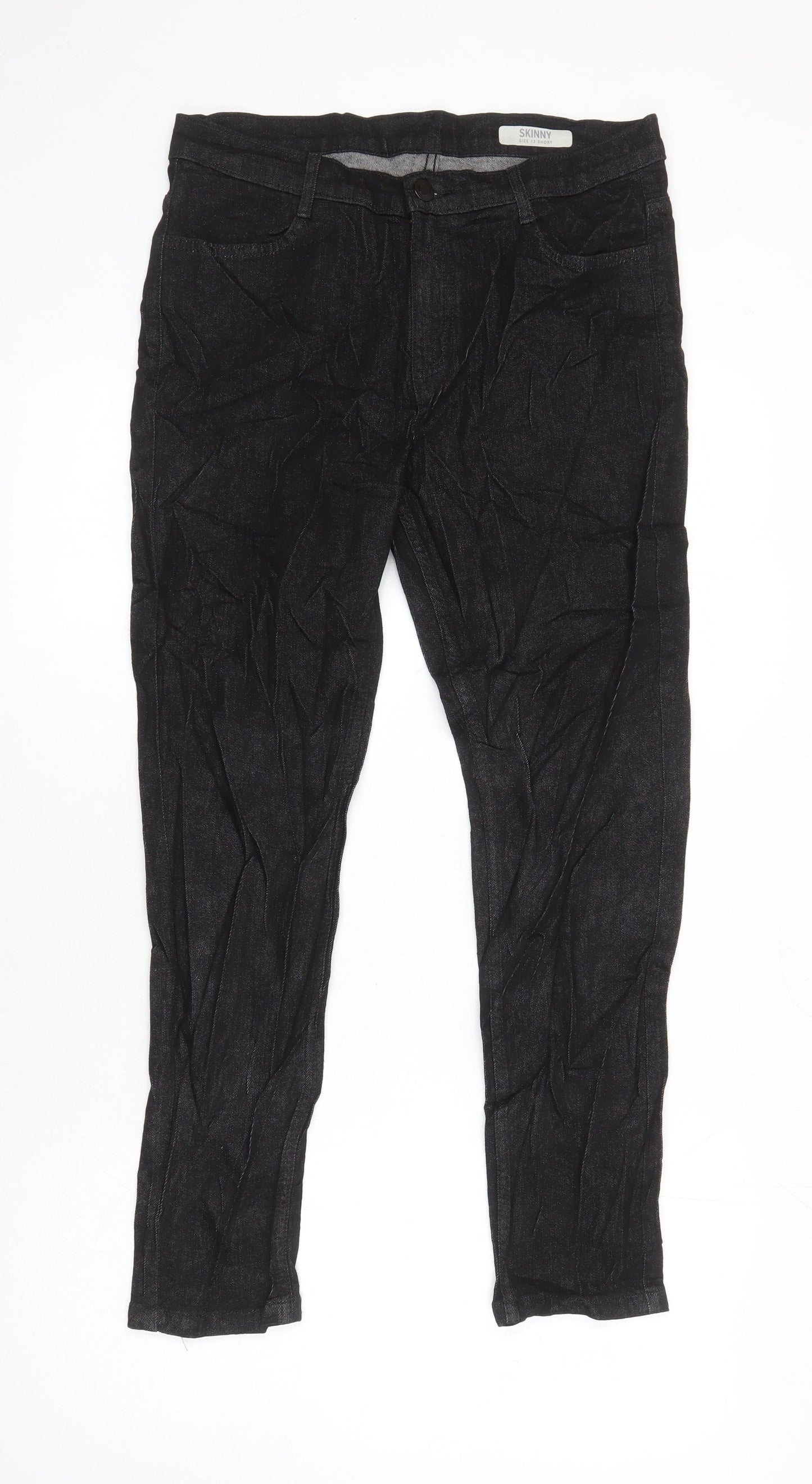 M&S Womens Black Cotton Skinny Jeans Size 12 L26.5 in Regular