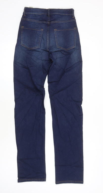 M&S Womens Blue Cotton Straight Jeans Size 6 L30 in Regular