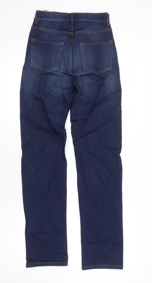 M&S Womens Blue Cotton Straight Jeans Size 6 L30 in Regular