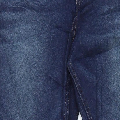 M&S Womens Blue Cotton Straight Jeans Size 6 L30 in Regular