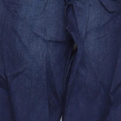 M&S Womens Blue Cotton Straight Jeans Size 6 L30 in Regular