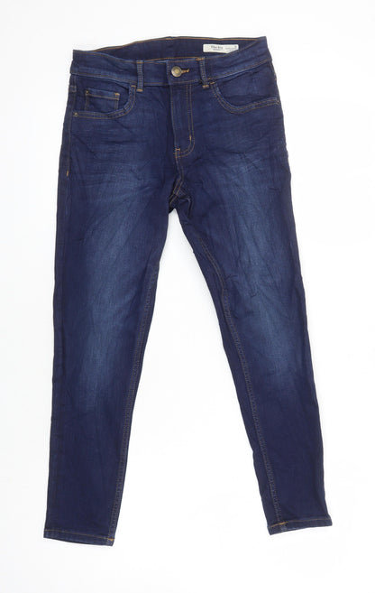 M&S Womens Blue Cotton Skinny Jeans Size 8 L23 in Regular