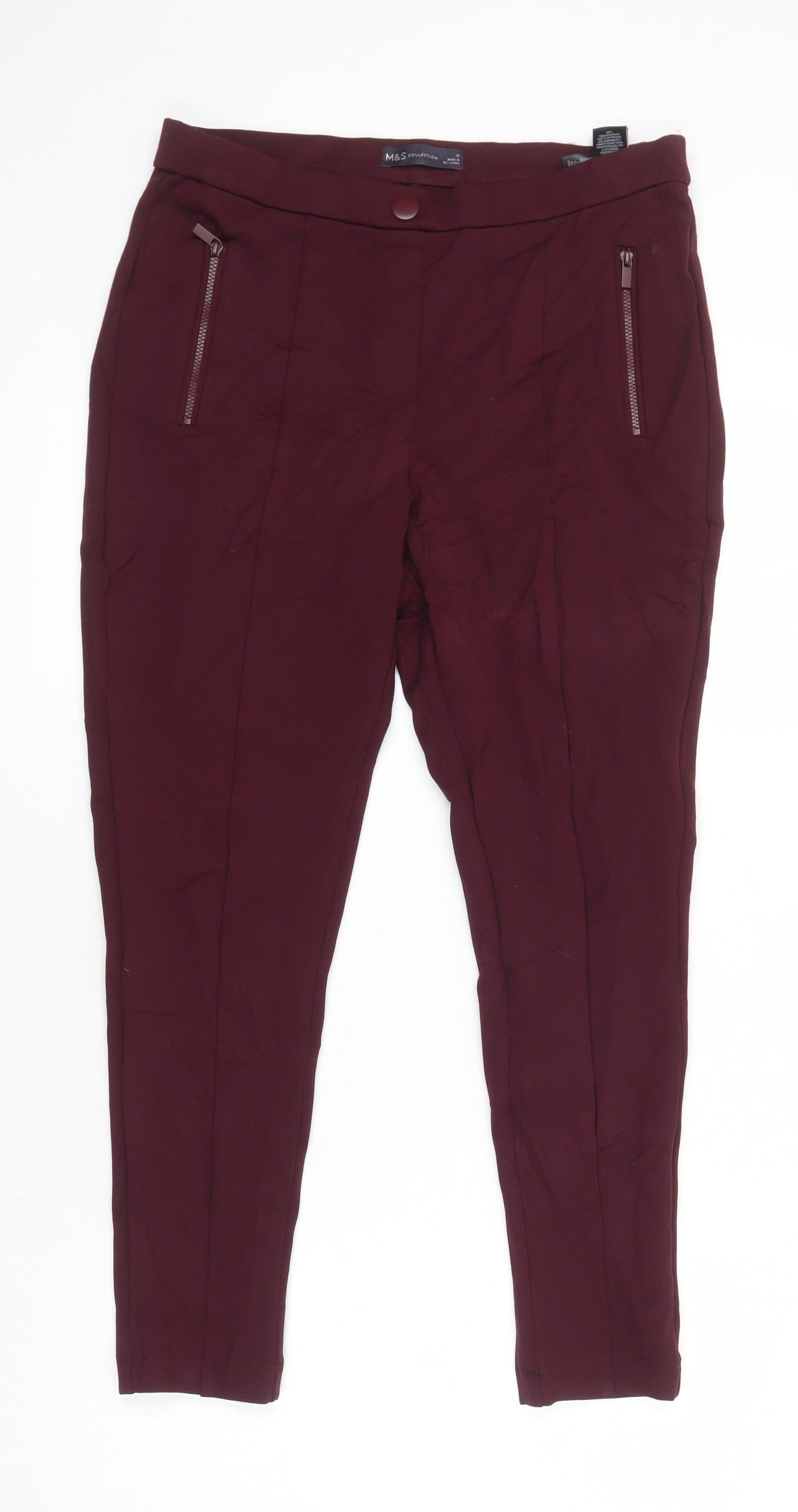 M&S Womens Red Polyester Jegging Jeans Size 12 L25 in Regular