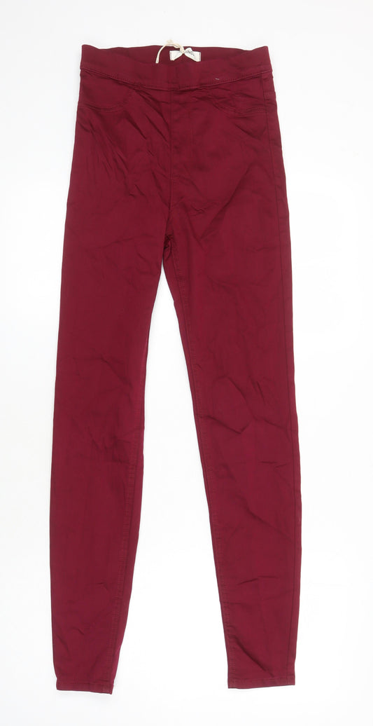 M&S Womens Red Cotton Jegging Jeans Size 6 L29 in Regular - Elasticated Waist