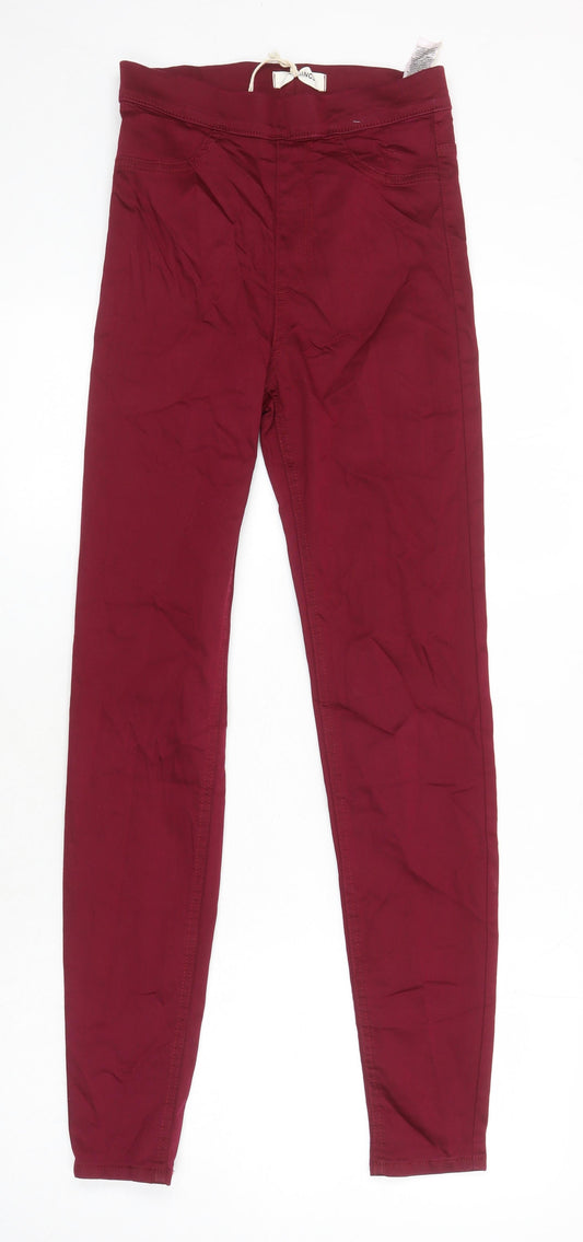 M&S Womens Red Cotton Jegging Jeans Size 6 L29 in Regular - Elasticated Waist