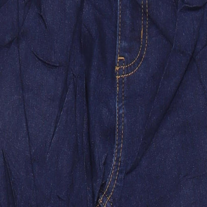 M&S Womens Blue Cotton Tapered Jeans Size 12 L26 in Regular