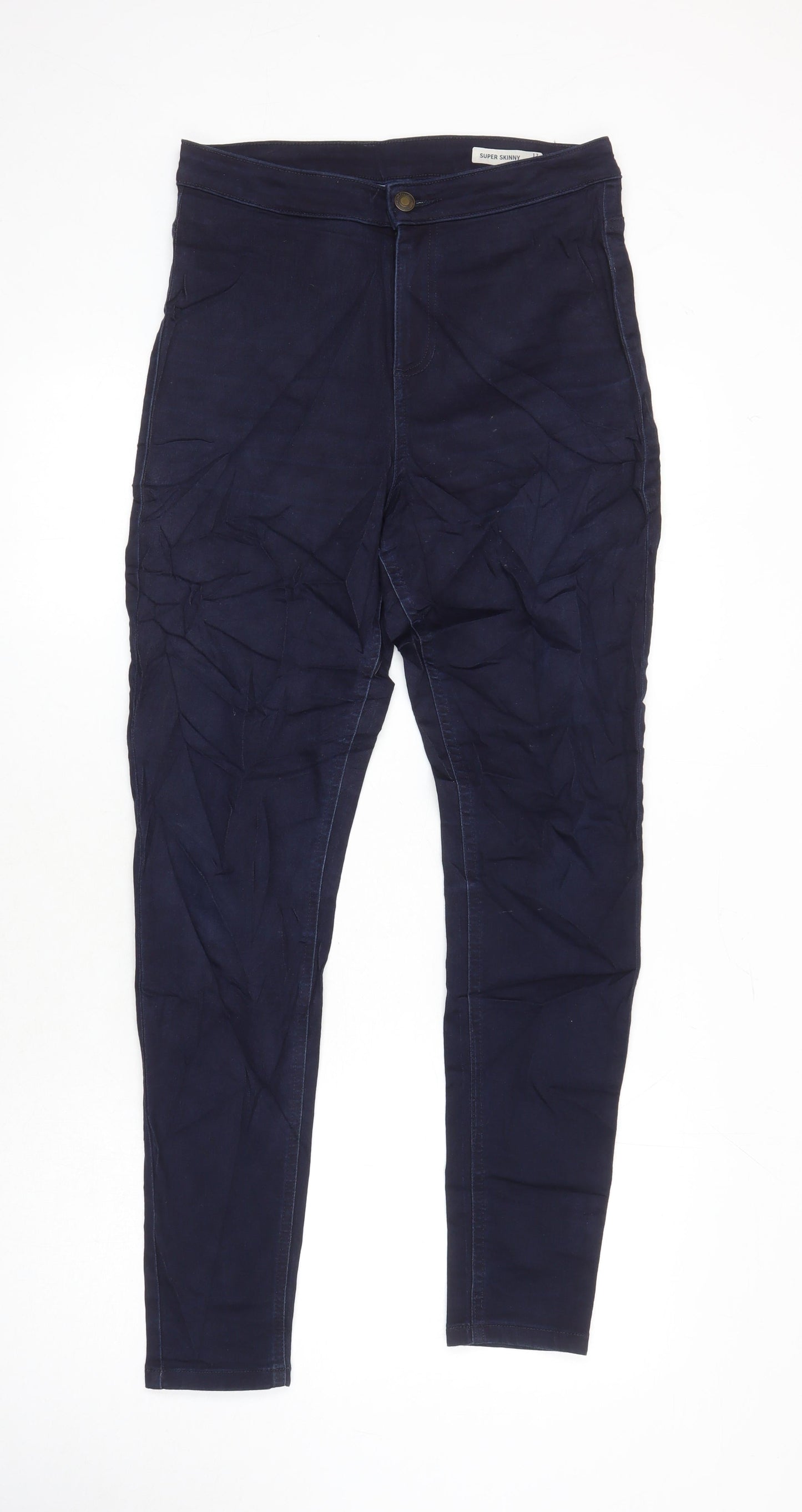 M&S Womens Blue Cotton Skinny Jeans Size 12 L29 in Regular