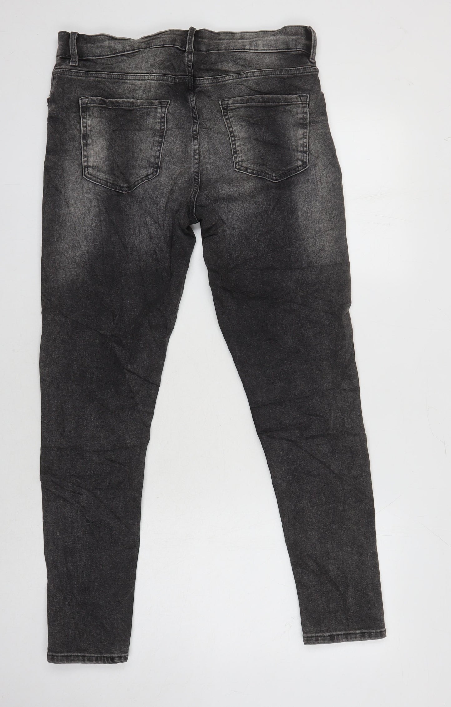 M&S Womens Grey Cotton Skinny Jeans Size 12 L27 in Regular